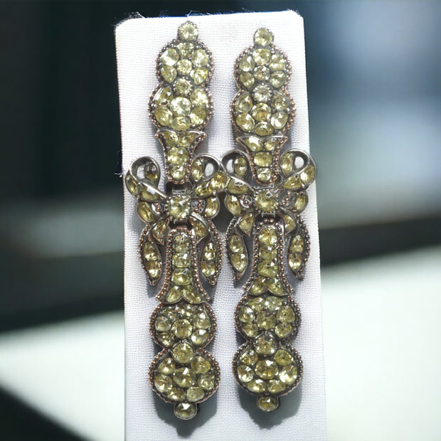 Georgian Portuguese Chrysolite Pendeloque Earrings