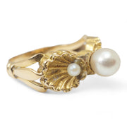 Art Nouveau Clam Shell Pearl Ring