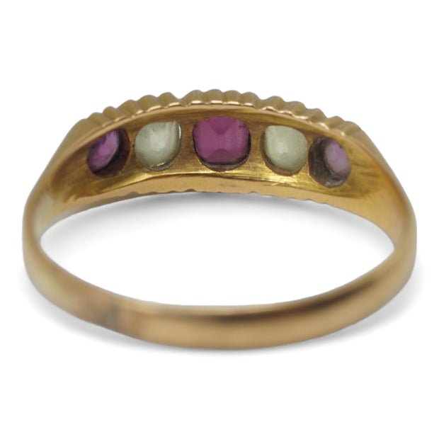 Victorian Chrysoberyl and Garnet Five Stone Ring