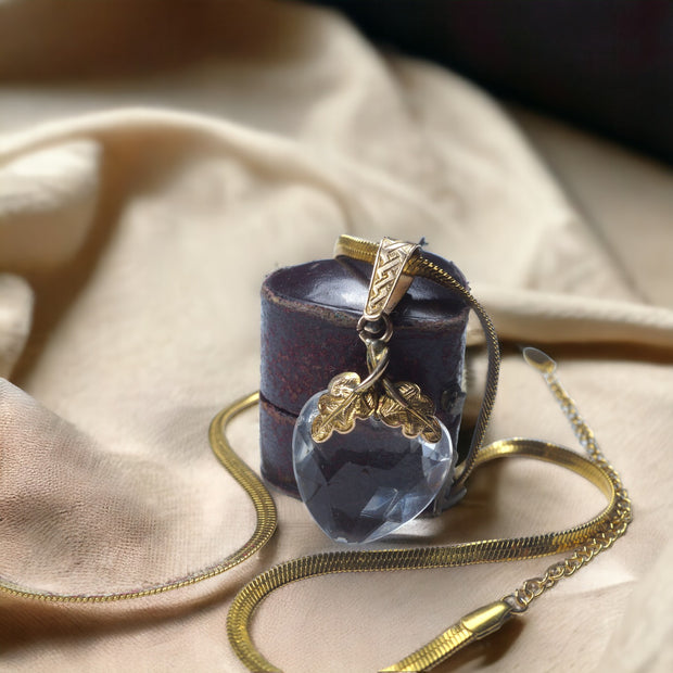 Victorian Faceted Rock Crystal Heart Pendant