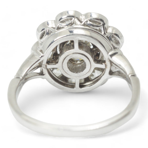 Edwardian 4ct Diamond Engagement Cluster Ring