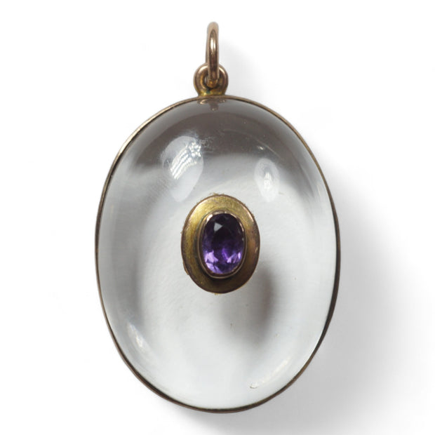 Antique Amethyst Domed Rock Crystal Pendant