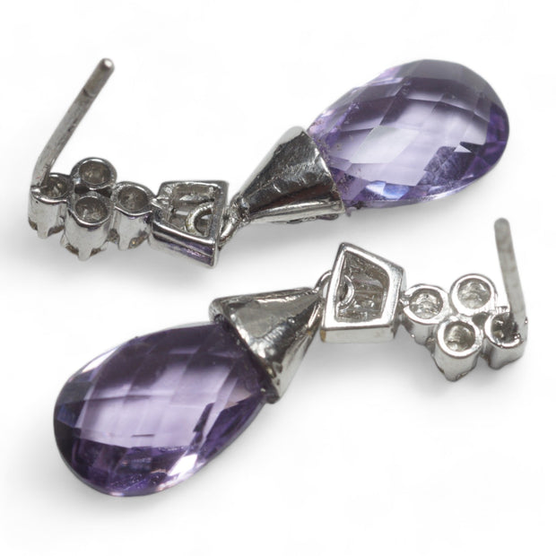 Vintage Faceted Amethyst and Diamond Earrings