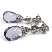 Vintage Faceted Amethyst and Diamond Earrings