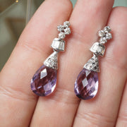 Vintage Faceted Amethyst and Diamond Earrings