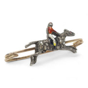 Diamond and Enamel Horse and Jockey Brooch