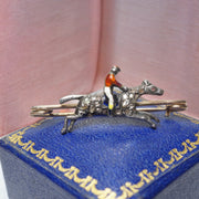 Diamond and Enamel Horse and Jockey Brooch