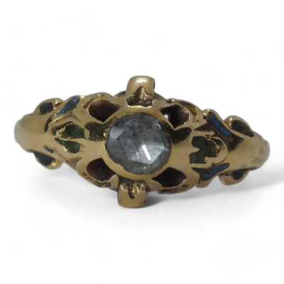 16th Century Enamel Rose Cut Diamond Ring
