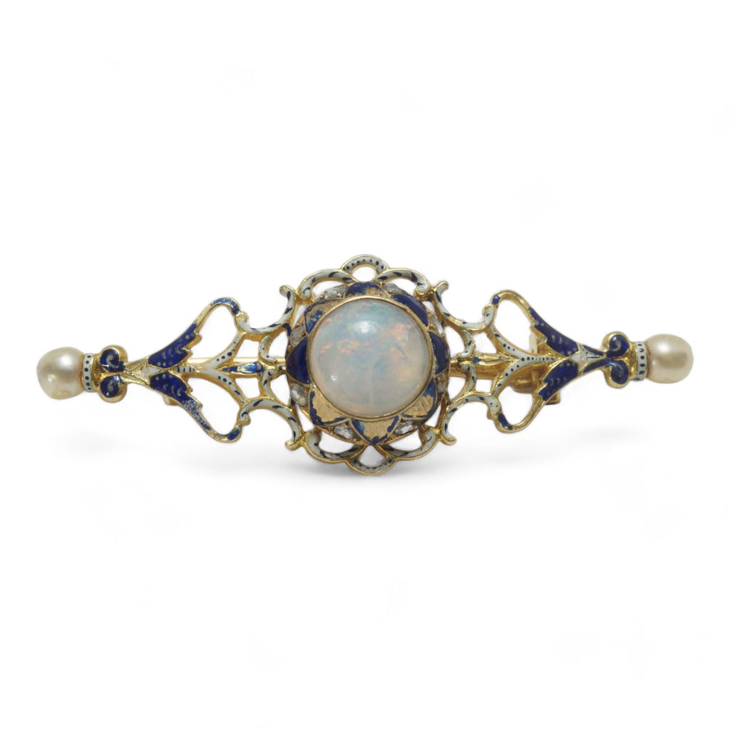 Victorian Opal Rhinestone deals Paste Bar Brooch