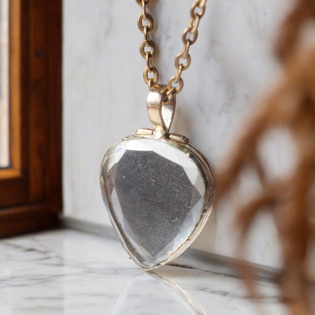 Georgian Faceted Rock Crystal Heart Locket