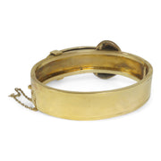 Victorian 15k Gold Enamel and Pearl Buckle Bangle
