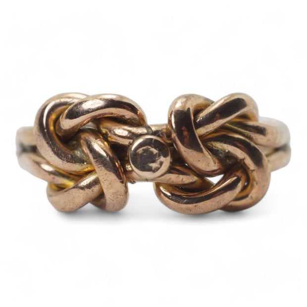 Victorian Rose Gold Braided Lovers Knot Ring
