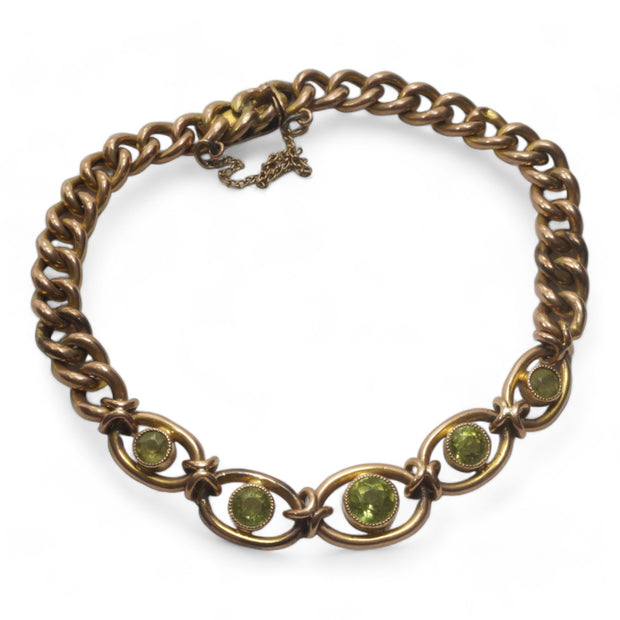 Edwardian Peridot Curb Link Bracelet