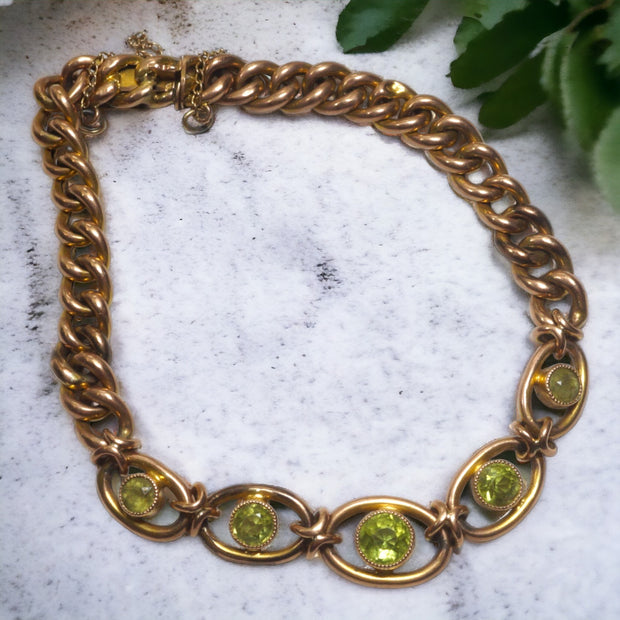 Edwardian Peridot Curb Link Bracelet