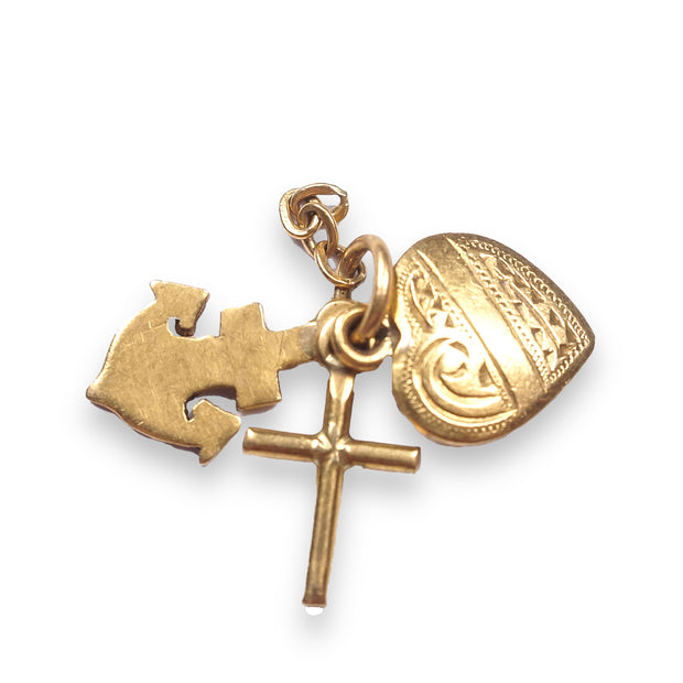 Tiny 15k Gold Faith Hope & Charity Charm