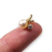 18k Tiny Pearl and Diamond 'Cherry' Charm